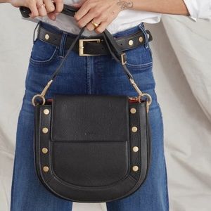 Hammitt Black Leather Studded Women's Bag large Kayce crossbody saddle bag